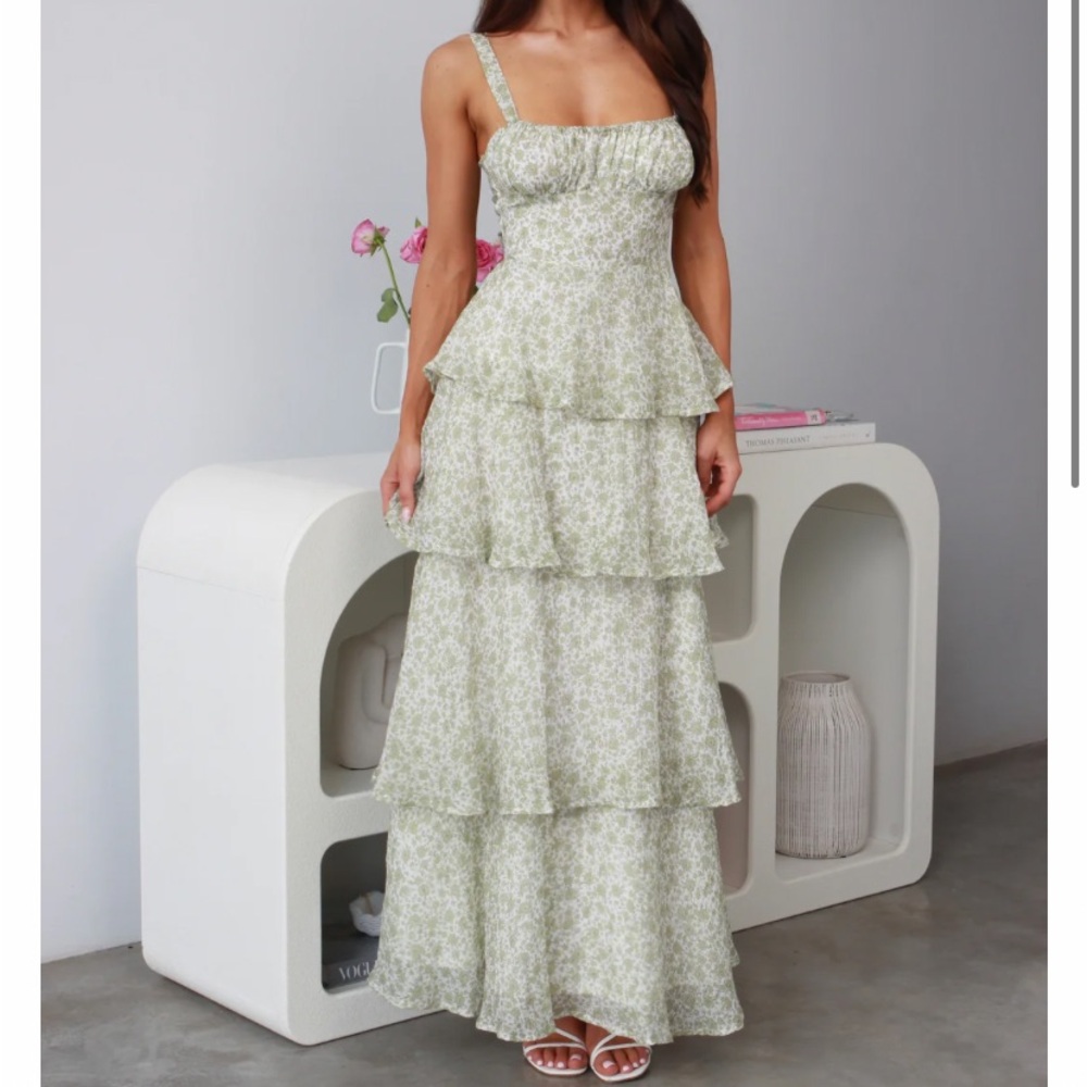 New with tags ruffle sage green maxi dress.
